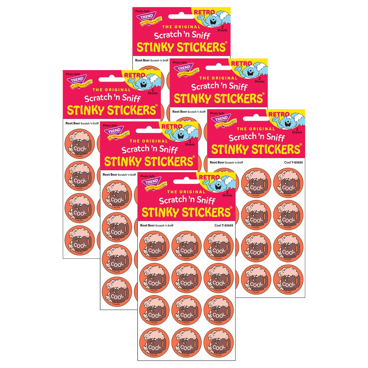 TREND Enterprises&#xAE; Cool Root Beer Scented Stickers, 6 Packs of 24